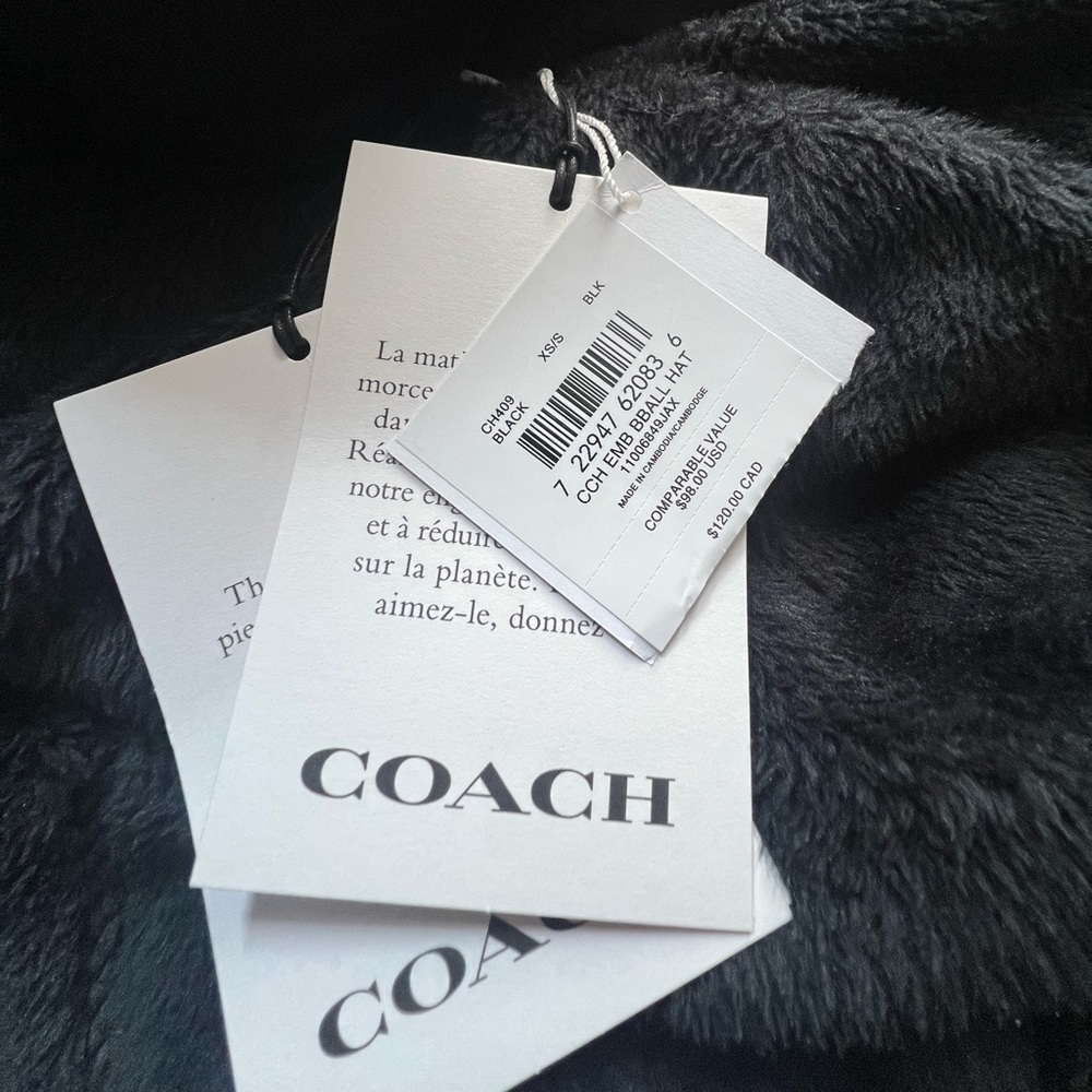 COACH Unisex Embroidered Logo Adjustable Strap Baseball Hat/Cap Black - NWT - Picture 3 of 6